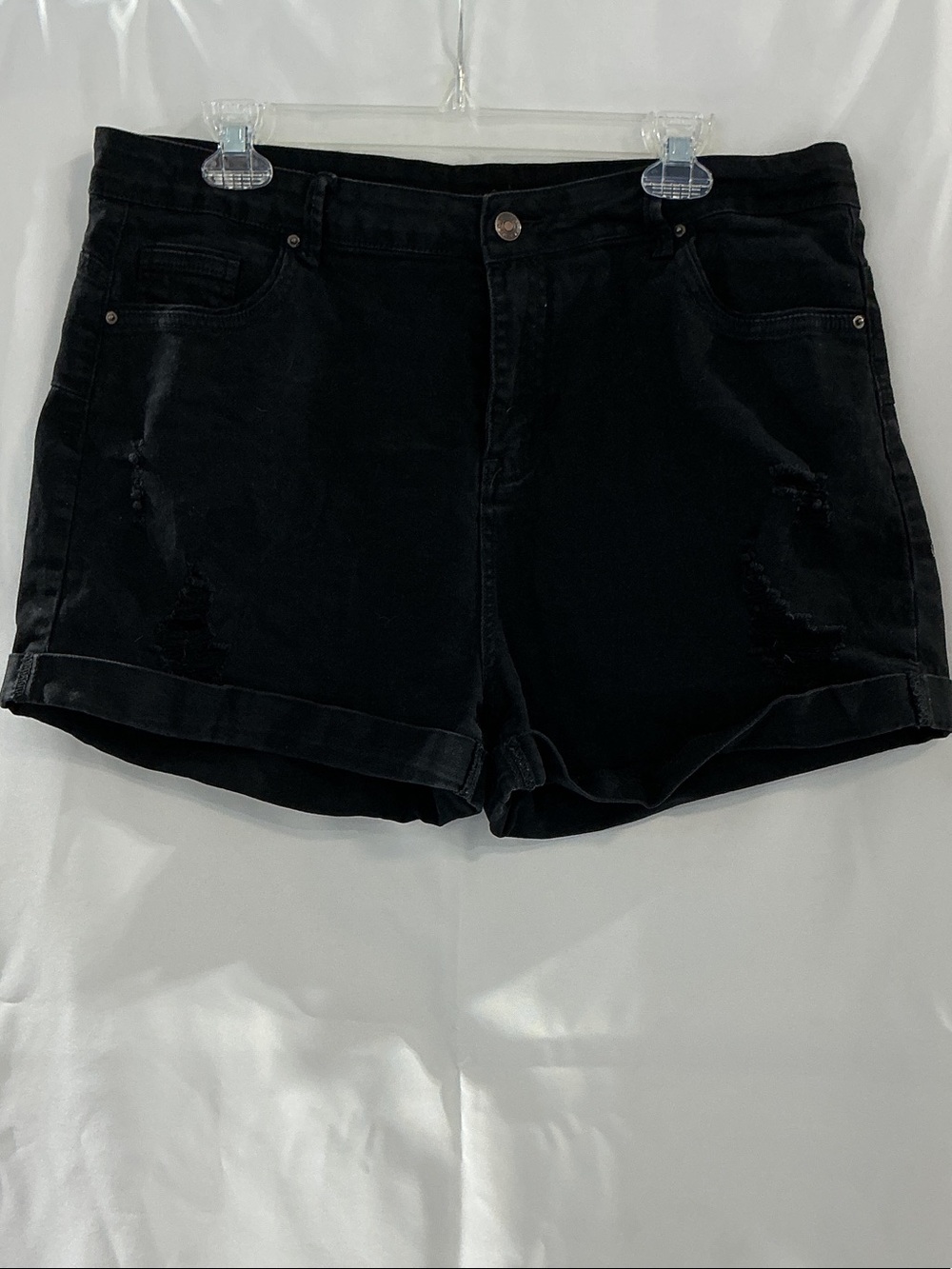 Source Unknown Black Rolled-Hem Denim Shorts